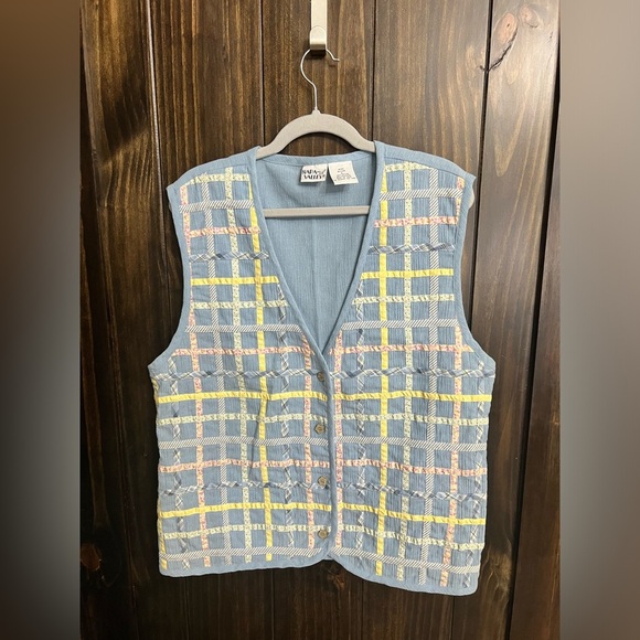 Vintage 1990s Women's Vest Cottage Core Napa Valley Lattice Patchwork-Size:L - Picture 6 of 13